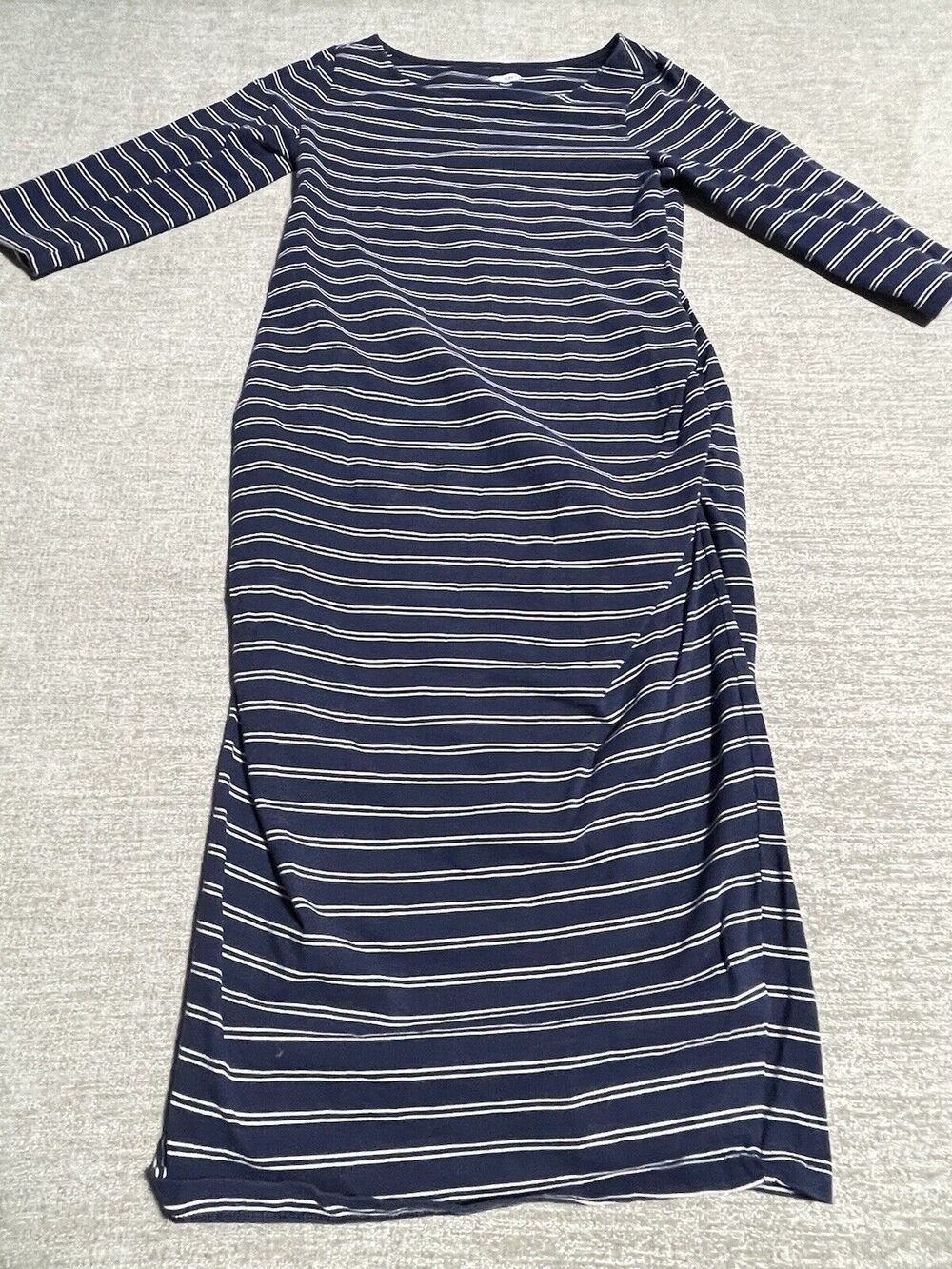 Old Navy Dress Women's Small Maternity Long Sleeve Blue Stripe Fitted Dress